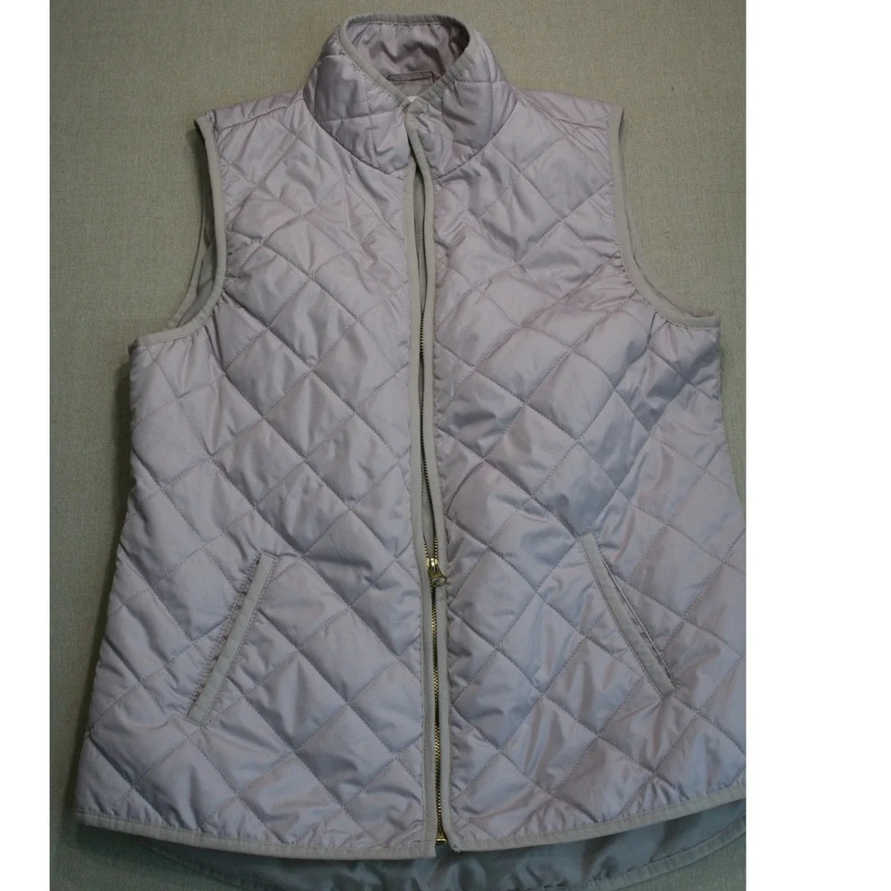 Old Navy Women Quilted Puffer Vest Mauve Taupe Diamond Stitch Full Zip 448932-10